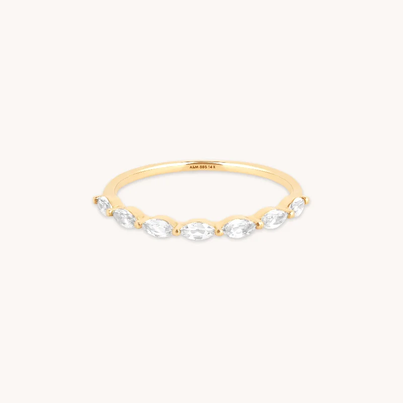 Timeless Beauty, Unbeatable Deals – Jewelry Sale On White Topaz Marquise Band Ring in Solid Gold Timeless Beauty, Unbeatable Deals – Jewelry Sale On White Topaz Marquise Band Ring in Solid Gold