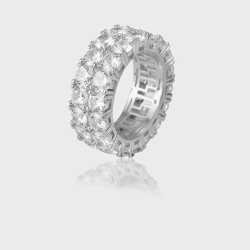 Handcrafted Beauty At Affordable Prices DOUBLE ROW VVS CZ DIAMOND RING - White Gold