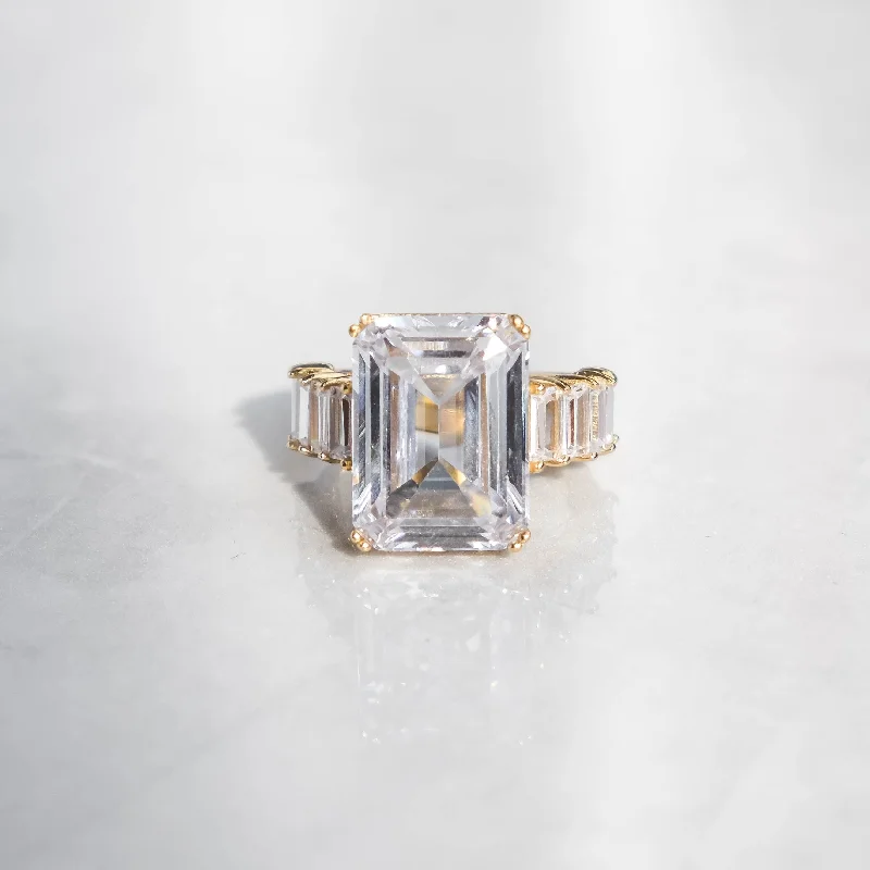 Chic And Stylish Jewelry At Exclusive Prices Emerald Cut Diamond Ring - Gold