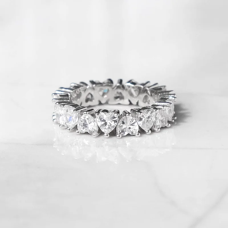 Elevate Your Outfit With Discounted Statement Jewelry Heart Cut Eternity Ring - White Gold Elevate Your Outfit With Discounted Statement Jewelry Heart Cut Eternity Ring - White Gold