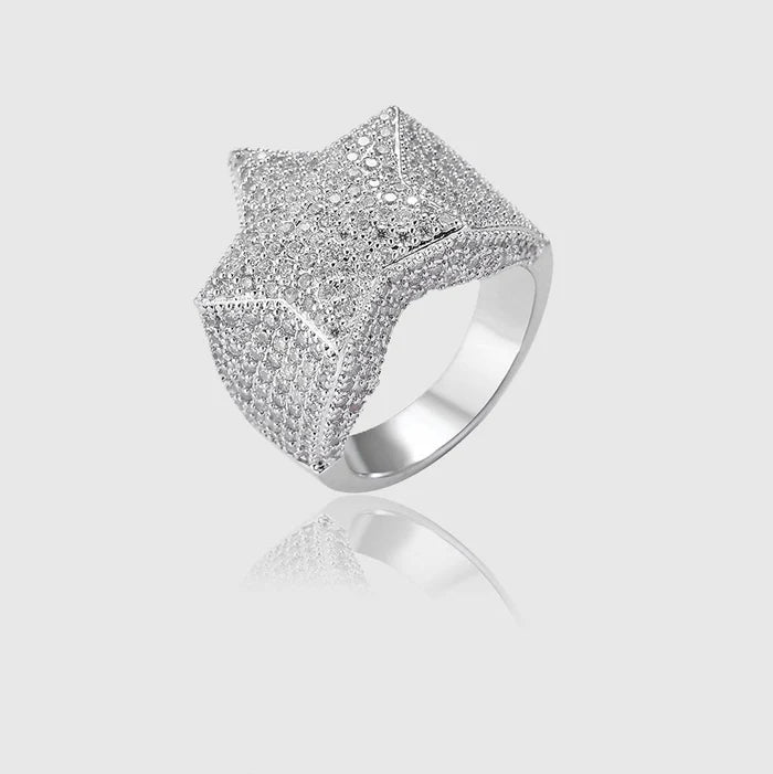 Stunning Jewelry At Even More Stunning Prices Iced Out Star Ring - White Gold