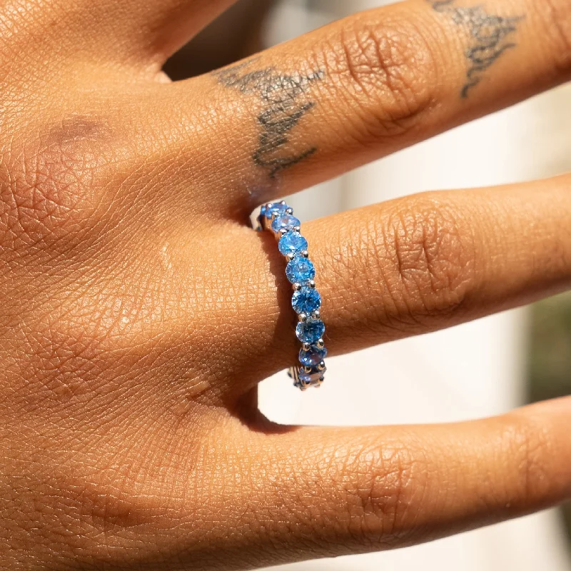 Eco-Friendly Sustainable Jewelry For Conscious Buyers Single Row Ring - Blue Sapphire Eco-Friendly Sustainable Jewelry For Conscious Buyers Single Row Ring - Blue Sapphire