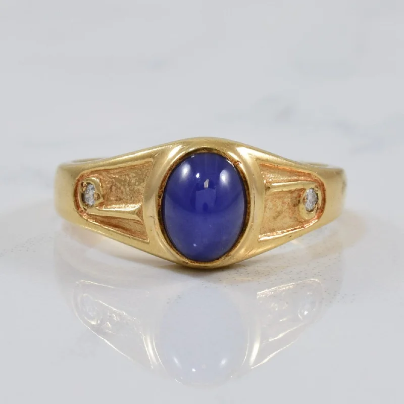 Fashion-Forward Jewelry At Incredible Prices Bezel Set Synthetic Star Sapphire & Diamond Ring | 1.35ct, 0.04ctw | SZ 7.75 |