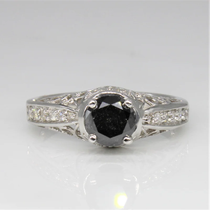Limited-Time Offer On Elegant Jewelry Pieces Art Deco Inspired Black Diamond Engagement Ring | 1.15ctw | SZ 9 |