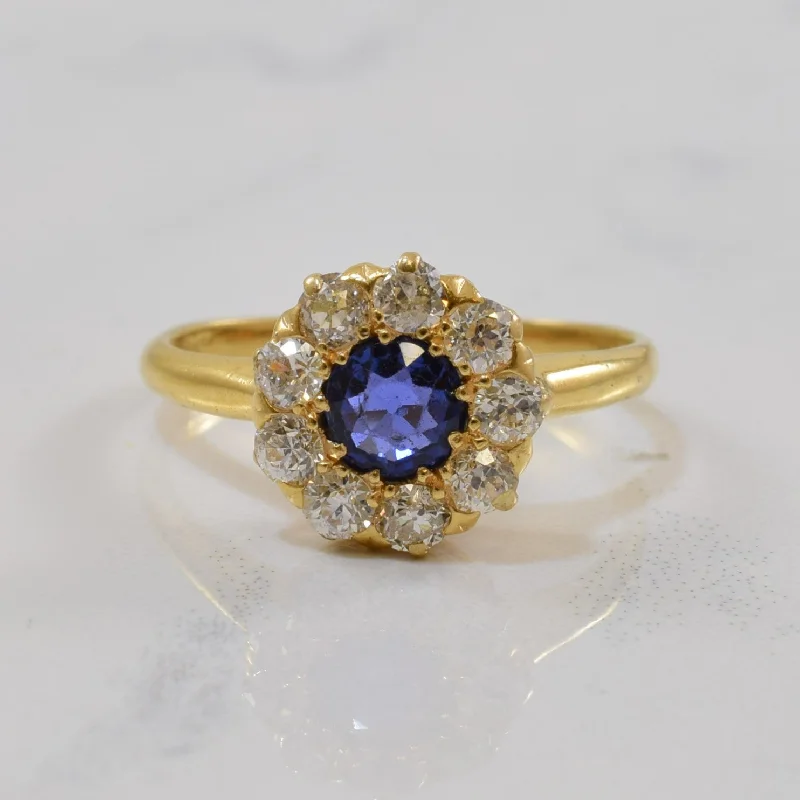 Unmissable Deals On Handmade Jewelry Collections Edwardian Blue Sapphire & Diamond Halo Ring | 0.50ct, 0.40ctw | SZ 5 | Unmissable Deals On Handmade Jewelry Collections Edwardian Blue Sapphire & Diamond Halo Ring | 0.50ct, 0.40ctw | SZ 5 |