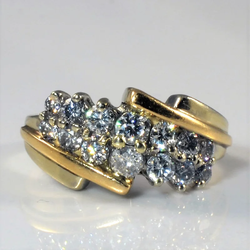 Premium Diamond Jewelry For Unforgettable Moments Two Tone Bypass Cluster Diamond Ring | 1.00ctw | SZ 5.25 | Premium Diamond Jewelry For Unforgettable Moments Two Tone Bypass Cluster Diamond Ring | 1.00ctw | SZ 5.25 |