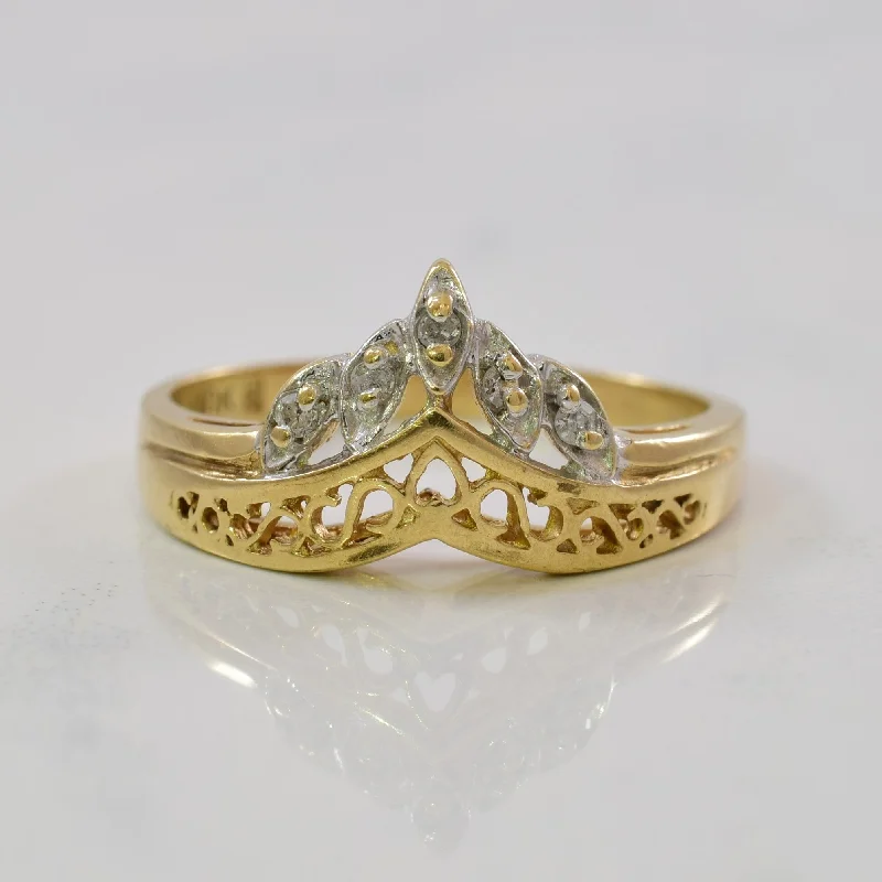 Stunning Statement Jewelry, Unbeatable Discounts Filigree Diamond Chevron Ring | 0.04ctw | SZ 6.75 |