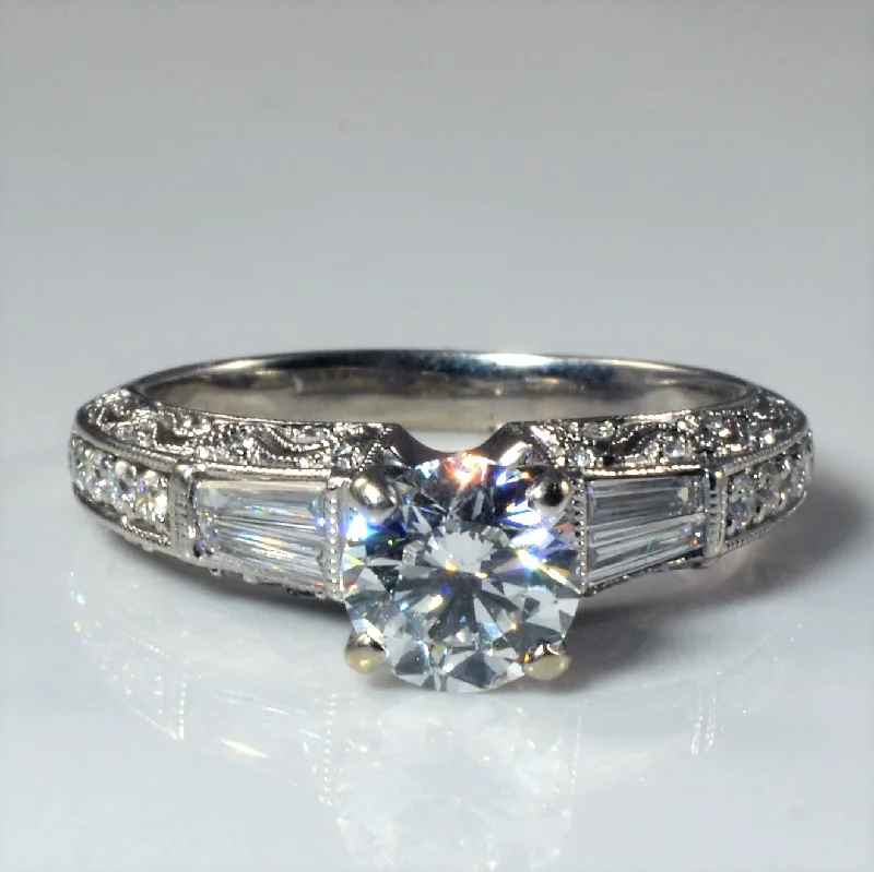 Shop Dazzling Jewelry With Special Promotional Discounts Ornate Milgrain Baguette Detailed Engagement Ring | 1.37ctw | SZ 6.25 | Shop Dazzling Jewelry With Special Promotional Discounts Ornate Milgrain Baguette Detailed Engagement Ring | 1.37ctw | SZ 6.25 |