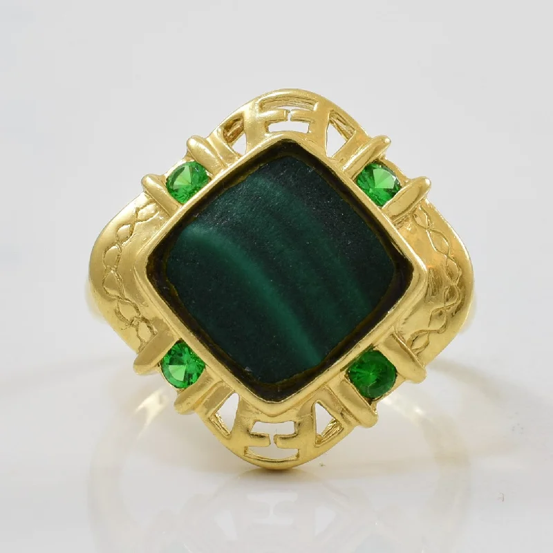 Exclusive Online Jewelry Sale – Don't Wait Malachite & Tsavorite Garnet Cocktail Ring | 6.00ct, 0.16ctw | SZ 6.75 |
