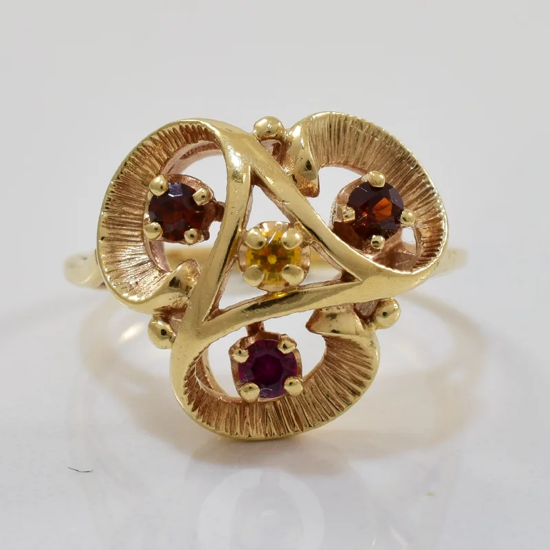 Grab Your Favorite Jewelry At The Lowest Prices Multi Gem Textured Cocktail Ring | 0.28ctw | SZ 6.5 |