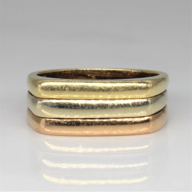 Flash Sale On Stunning Jewelry – Don't Miss Out Tri Tone Flat Edge Stacking Ring | SZ 6.25 | Flash Sale On Stunning Jewelry – Don't Miss Out Tri Tone Flat Edge Stacking Ring | SZ 6.25 |