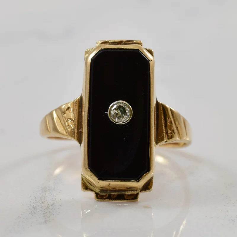 Elegant Jewelry Pieces At Unbelievable Prices Early 1900s Onyx & Diamond Mourning Ring | 2.25ct, 0.03ct | SZ 4 | Elegant Jewelry Pieces At Unbelievable Prices Early 1900s Onyx & Diamond Mourning Ring | 2.25ct, 0.03ct | SZ 4 |
