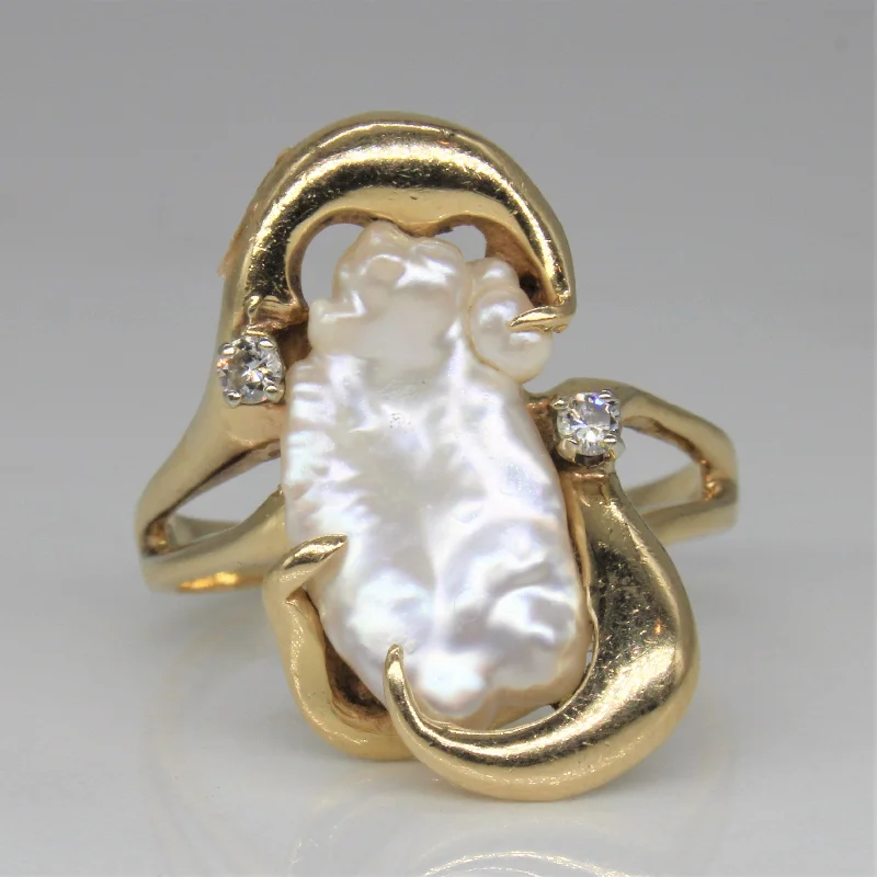 Elegant Jewelry Styles At Budget-Friendly Prices Baroque Pearl & Diamond Cocktail Ring | 0.06ctw | SZ 7.5 | Elegant Jewelry Styles At Budget-Friendly Prices Baroque Pearl & Diamond Cocktail Ring | 0.06ctw | SZ 7.5 |