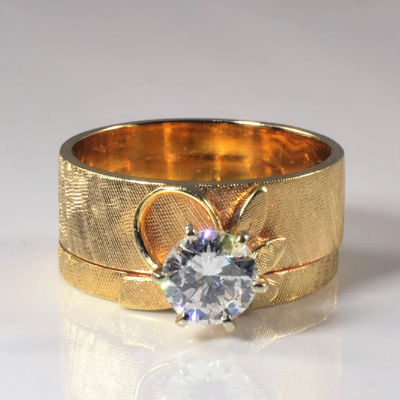 Trending Jewelry Styles Now At Limited-Time Discounts Soldered 1950s Cross Hatch Diamond Wedding Set | 1.06ct | SZ 9.5 |