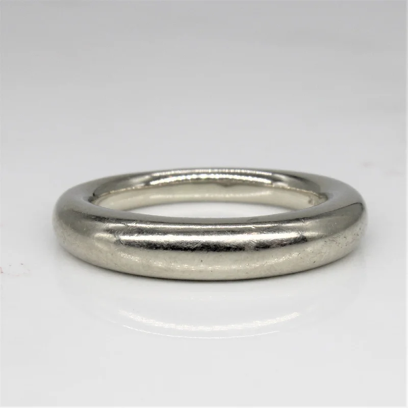 Trendy Minimalist Jewelry For Everyday Wear Curved Tapered White Gold Band | SZ 7.25 |