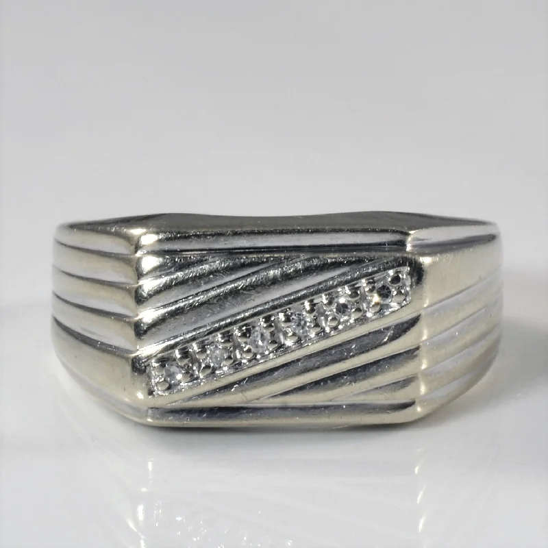 Shop Stylish Jewelry Now And Save Big Grooved Diamond Diagonal Ring  | 0.06ctw | SZ 9 |