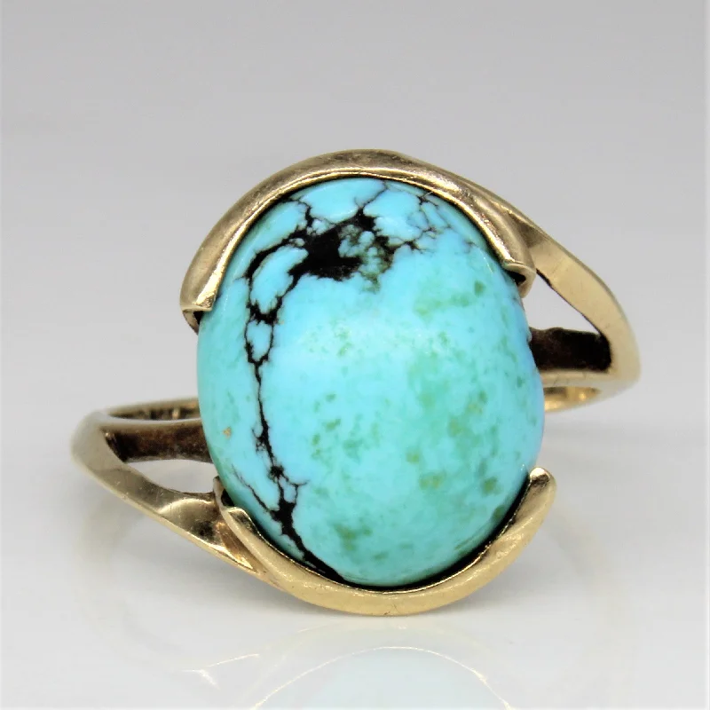 Handcrafted Jewelry Sale – Unique Designs At Low Prices Bypass Turquoise Cocktail Ring | 5.50ct | SZ 8 |
