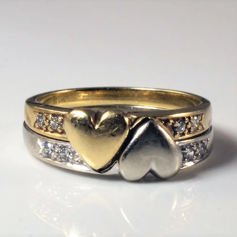 Breathtaking Jewelry, Breathtaking Prices Locking Hearts Promise Ring Set | 0.12ctw | SZ 5.25 |