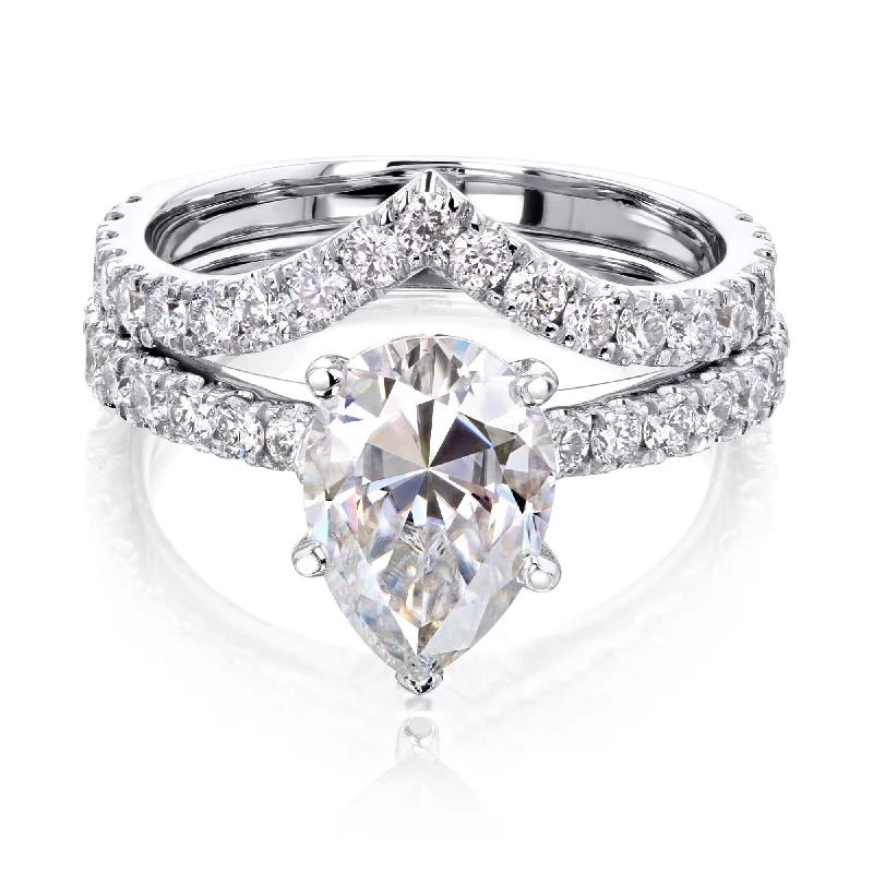 Grab Your Favorite Jewelry At The Lowest Prices 2.1ct Pear Moissanite Chevron Bridal Grab Your Favorite Jewelry At The Lowest Prices 2.1ct Pear Moissanite Chevron Bridal