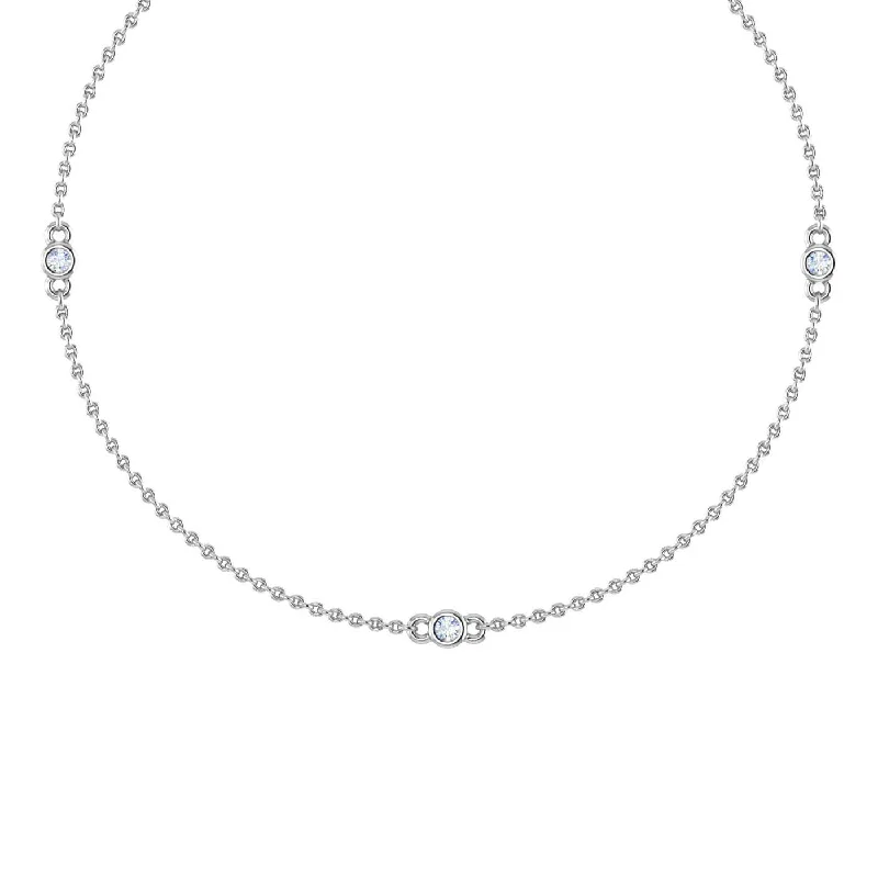 Best Jewelry Deals – Shop Premium Pieces At Great Prices 0.05 Carat Diamond By Yard 3 Station Necklace in Gold (Silver Chain Included) - IGI Certified
