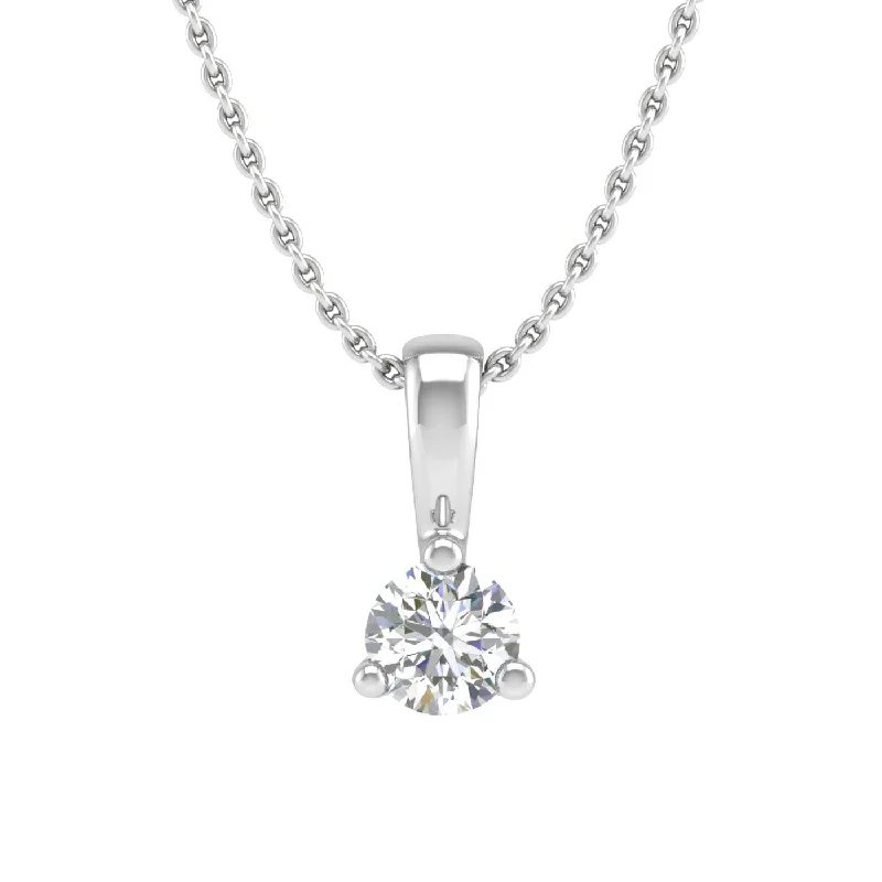 Flash Sale On Exquisite Jewelry – Don't Miss Out 0.05 ctw 3-Prong Set Diamond Solitaire Pendant Necklace in Gold (Silver Chain Included) - IGI Certified
