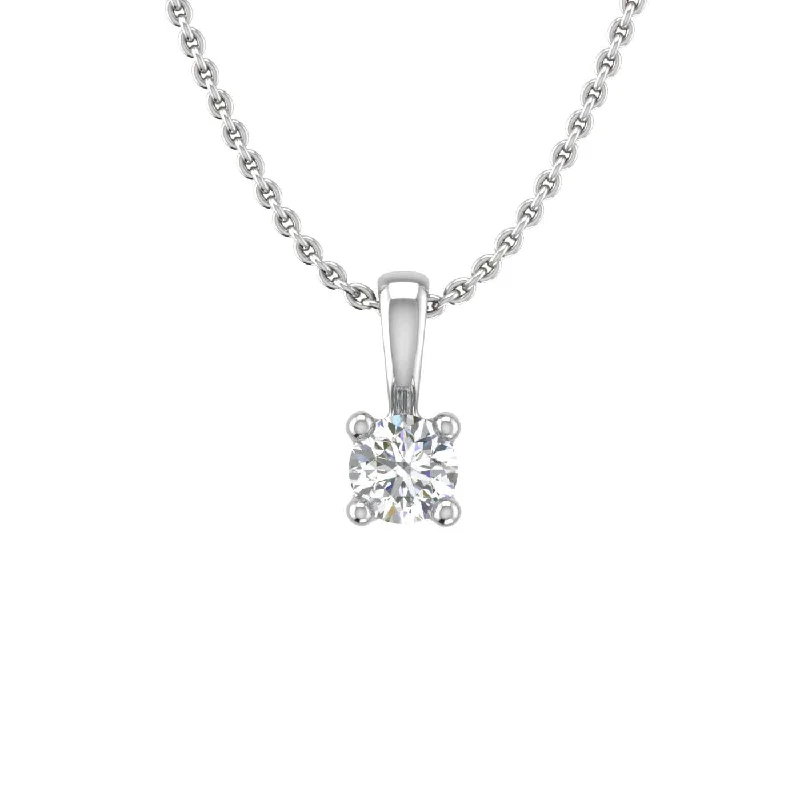 Trendy Minimalist Jewelry For Everyday Wear 0.07 Carat 4-Prong Set Diamond Solitaire Pendant in Gold (Silver Chain Included) Trendy Minimalist Jewelry For Everyday Wear 0.07 Carat 4-Prong Set Diamond Solitaire Pendant in Gold (Silver Chain Included)