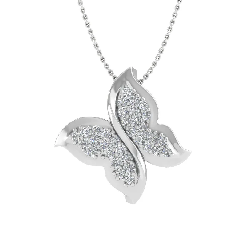 Trending Jewelry Styles Now At Limited-Time Discounts 0.14 Carat Butterfly Diamond Pendant Necklace in Gold (Included Silver Chain) - IGI Certified