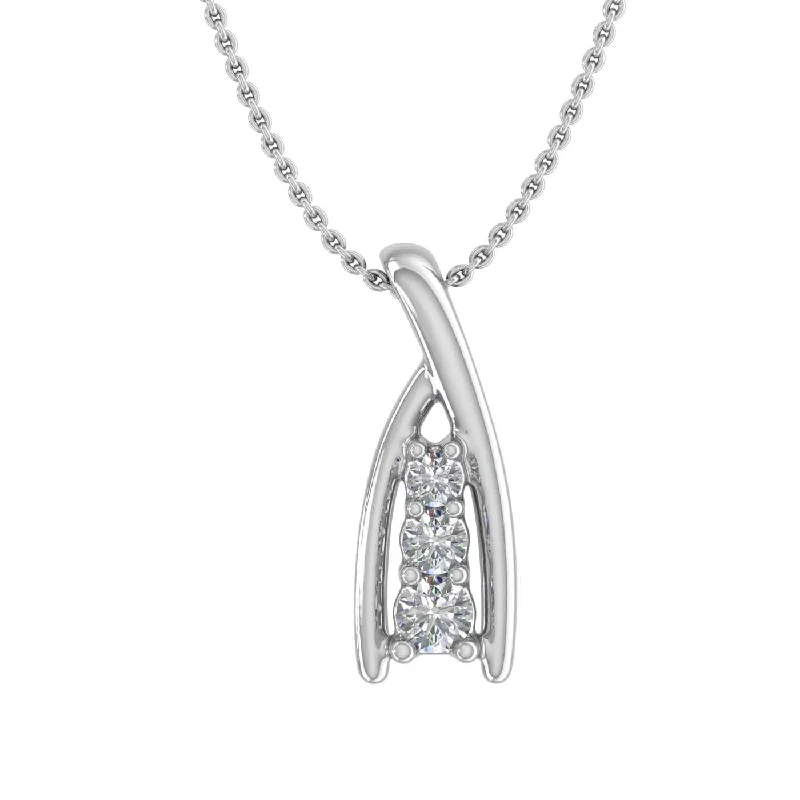 Discounted Jewelry For A Glamorous Look 1/10 Carat Diamond 3-stone Journey Pendant Necklace in Gold (Silver Chain Included) Discounted Jewelry For A Glamorous Look 1/10 Carat Diamond 3-stone Journey Pendant Necklace in Gold (Silver Chain Included)