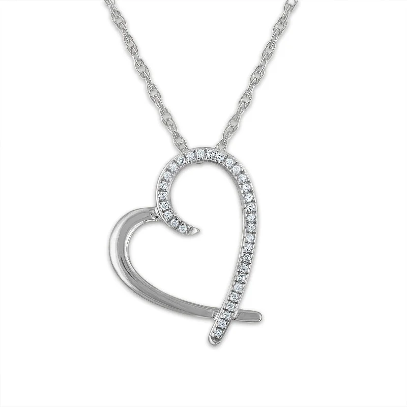 Shop Jewelry That Shines Without The High Price 1/10 CTW Diamond Heart 18-inch Pendant in 10KT White Gold Shop Jewelry That Shines Without The High Price 1/10 CTW Diamond Heart 18-inch Pendant in 10KT White Gold
