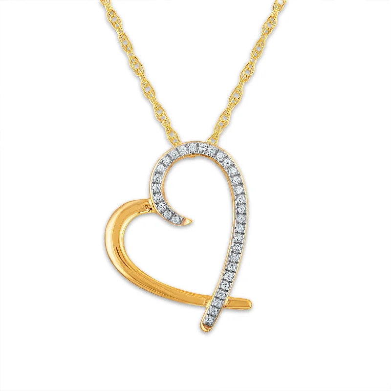 Grab Stylish Jewelry Before The Sale Ends 1/10 CTW Diamond Heart 18-inch Pendant in 10KT Yellow Gold Grab Stylish Jewelry Before The Sale Ends 1/10 CTW Diamond Heart 18-inch Pendant in 10KT Yellow Gold