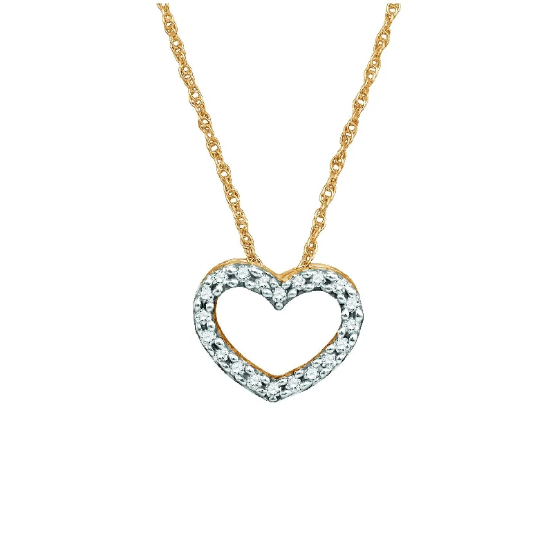Personalized Jewelry At Special Discount Rates 1/12 CTW Diamond Heart 18-inch Pendant in 10KT Yellow Gold