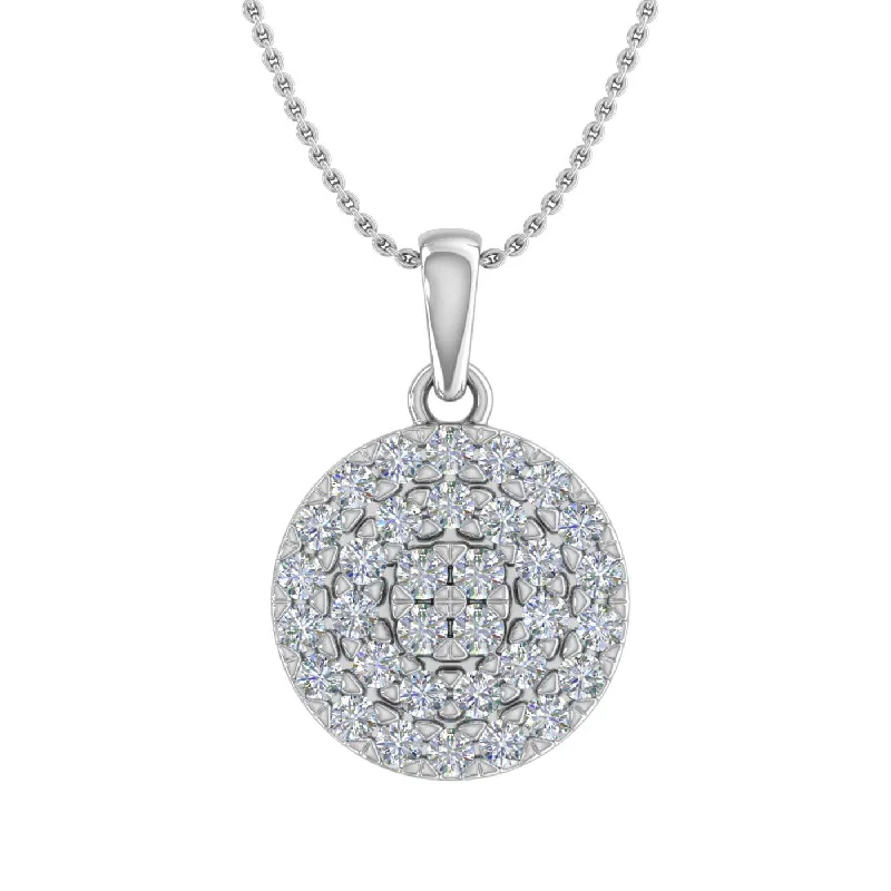 Grab Your Dream Jewelry At The Lowest Prices 1/2 Carat Diamond Circle Halo Pendant Necklace in Gold (Silver Cable Chain) Grab Your Dream Jewelry At The Lowest Prices 1/2 Carat Diamond Circle Halo Pendant Necklace in Gold (Silver Cable Chain)