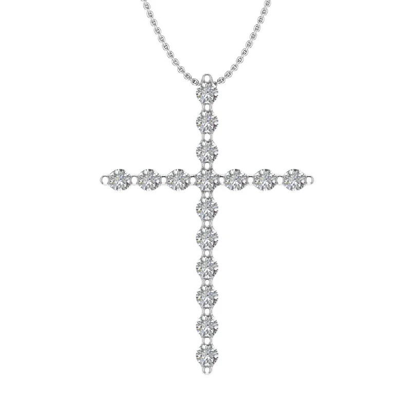Chic, Trendy, And Affordable Jewelry Sale 1/2 Carat Diamond Cross Pendant Necklace in Gold (Silver Chain Included) - IGI Certified