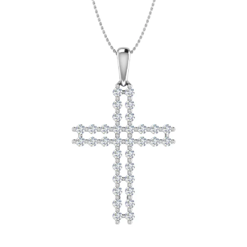 Trendy Minimalist Jewelry For Everyday Wear 1/2 Carat Diamond Cross Pendant Necklace in Gold (Silver Chain Included) Trendy Minimalist Jewelry For Everyday Wear 1/2 Carat Diamond Cross Pendant Necklace in Gold (Silver Chain Included)