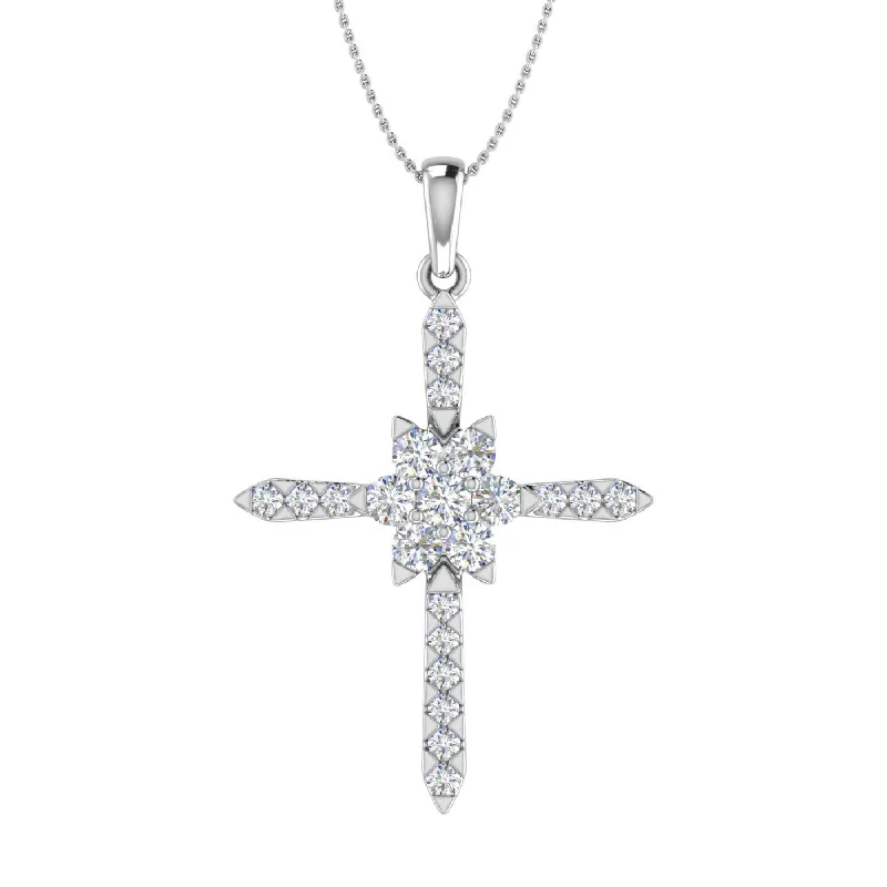 The Biggest Jewelry Sale Of The Year Is Here 1/2 Carat Diamond Cross Pendant Necklace in Gold (Silver Chain Included)