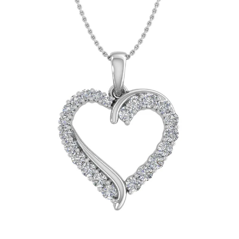 Elevate Your Outfit With Discounted Statement Jewelry 1/2 Carat Diamond Heart Pendant Necklace in Gold (Silver Chain Included)