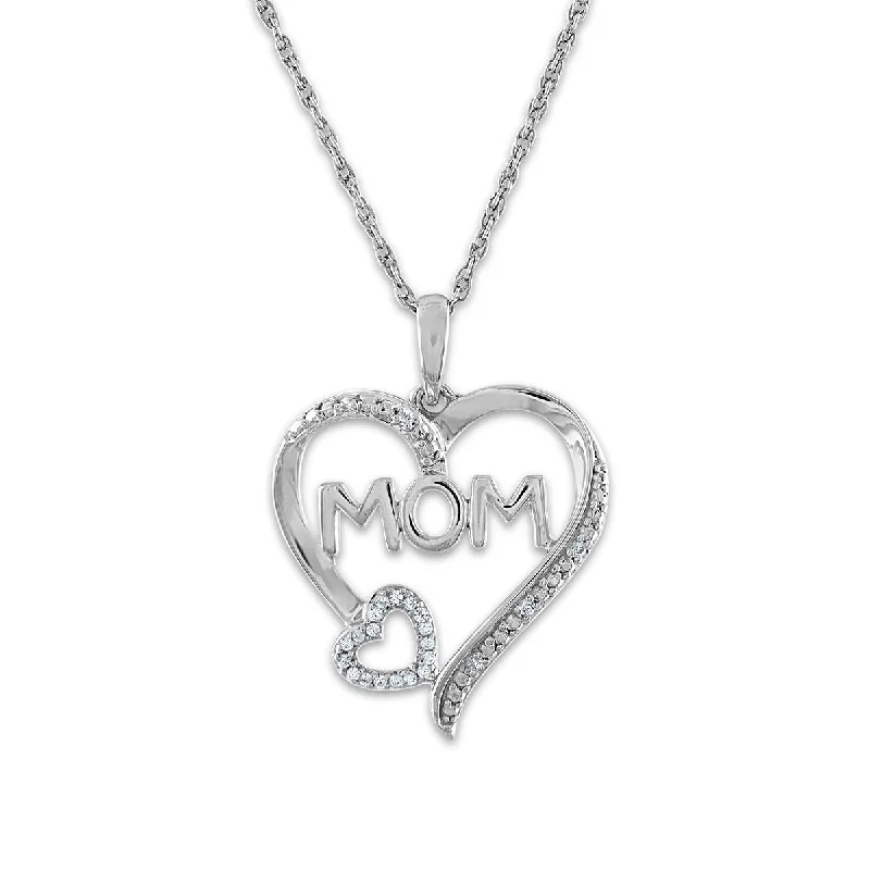 Luxury Jewelry Sale – Sparkle For Less 1/20 CTW Diamond Mom Heart 18-inch Pendant in 10KT White Gold Luxury Jewelry Sale – Sparkle For Less 1/20 CTW Diamond Mom Heart 18-inch Pendant in 10KT White Gold