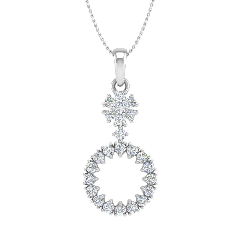 Waterproof Stainless Steel Jewelry For Lasting Beauty 1/3 Carat Diamond Circle Solitaire Pendant Necklace in Gold (Silver Chain Included)