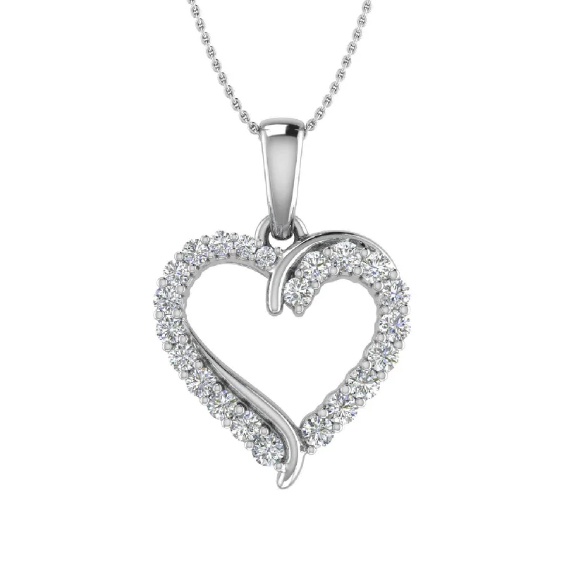 Dainty Floral Jewelry For Feminine Elegance 1/3 Carat Diamond Heart Pendant Necklace in Gold (Silver Chain Included) Dainty Floral Jewelry For Feminine Elegance 1/3 Carat Diamond Heart Pendant Necklace in Gold (Silver Chain Included)