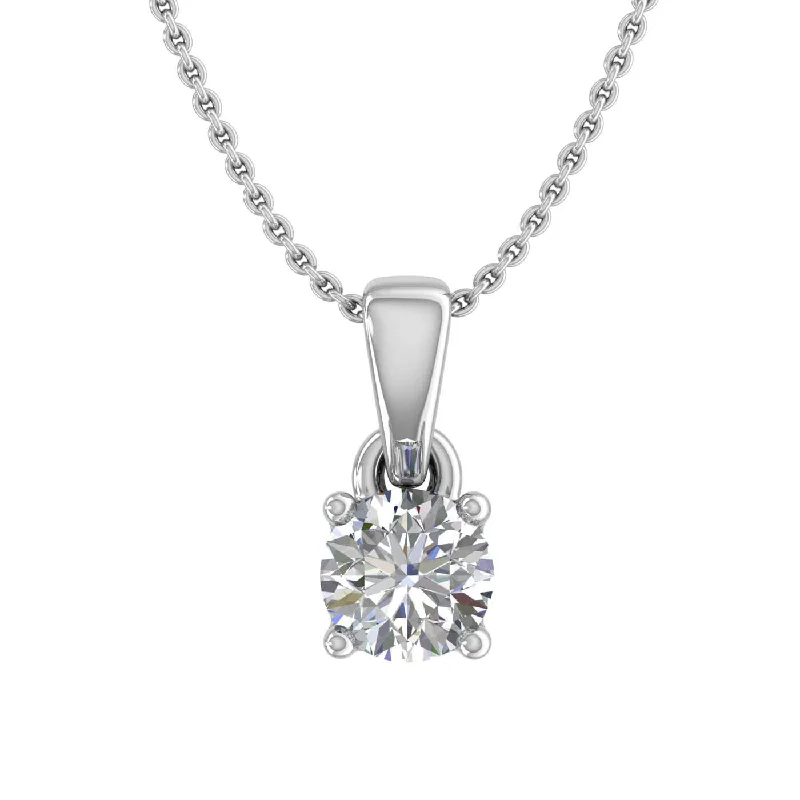 Clearance Sale On High-End Jewelry Collections 1/4 Carat 4-Prong Set Diamond Solitaire Pendant Necklace in Gold (with Silver Chain) - IGI Certified
