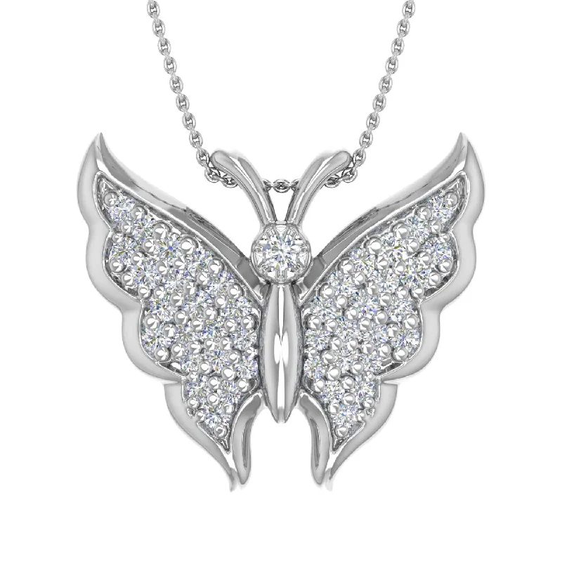 Dazzle In Elegance With Our Biggest Jewelry Sale 1/4 Carat Diamond Butterfly Pendant Necklace in Gold (Silver Chain Included) Dazzle In Elegance With Our Biggest Jewelry Sale 1/4 Carat Diamond Butterfly Pendant Necklace in Gold (Silver Chain Included)