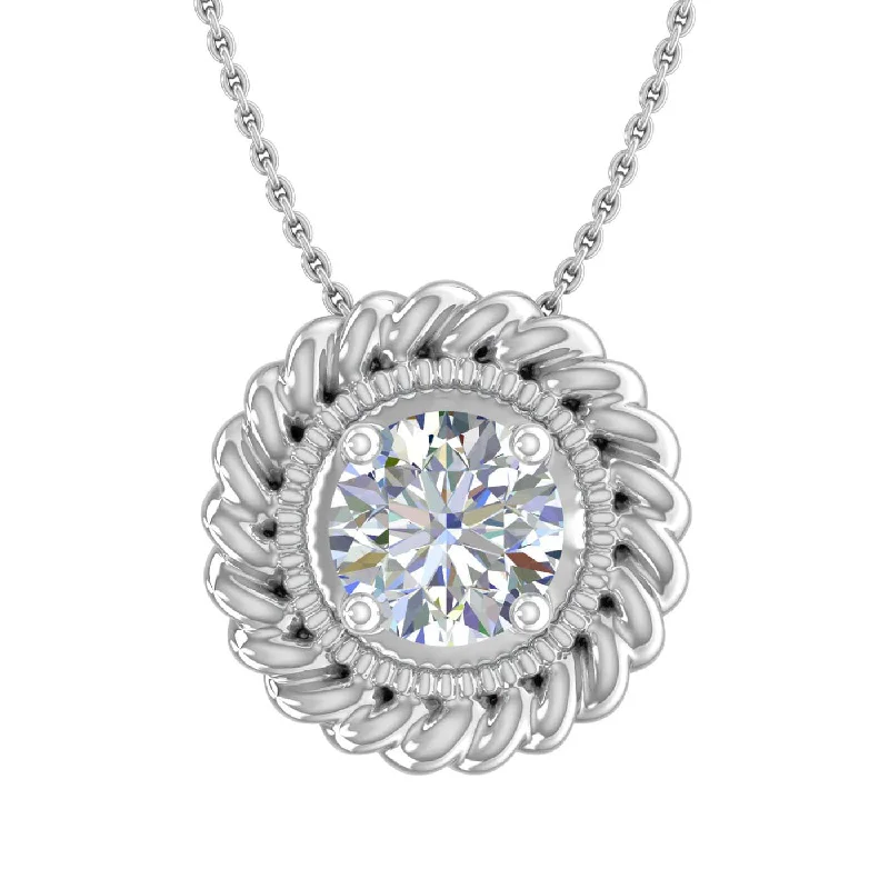 The Perfect Jewelry Piece At The Perfect Discount 1/4 Carat Diamond Solitaire Floral Pendant Necklace in Gold (Included Silver Chain)