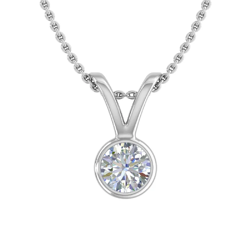 Trendy Minimalist Jewelry For Everyday Wear 1/4 Carat Diamond Solitaire Pendant Necklace in Gold (Included Silver Chain)