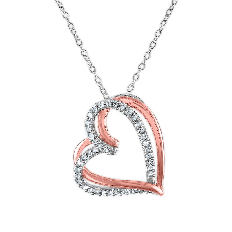 Buy More, Save More On Stunning Jewelry Designs 1/4 CTW Diamond Heart 18-inch Pendant in Two-Tone Sterling Silver