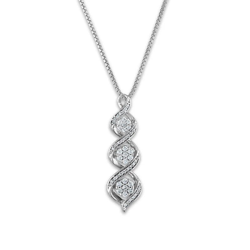 Discover Unique Jewelry With Special Limited-Time Offers 1/4 CTW Diamond Three Stone Twist 18-inch Pendant in Sterling Silver