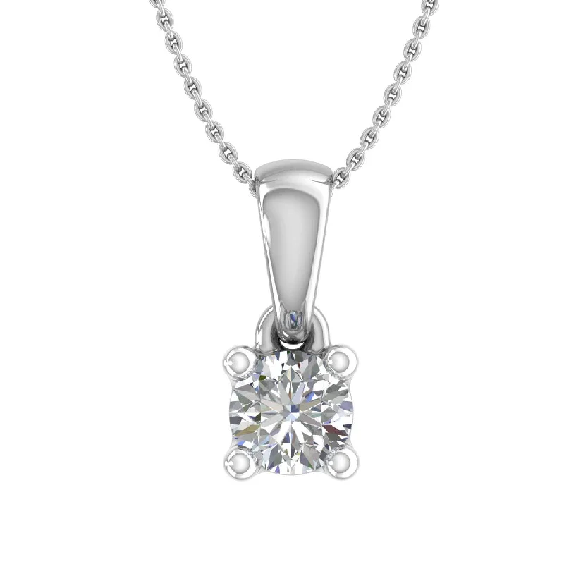 Once-A-Year Jewelry Sale – Grab Your Favorites Now 1/5 Carat 4-Prong Set Diamond Solitaire Pendant Necklace in Gold (with Silver Chain)