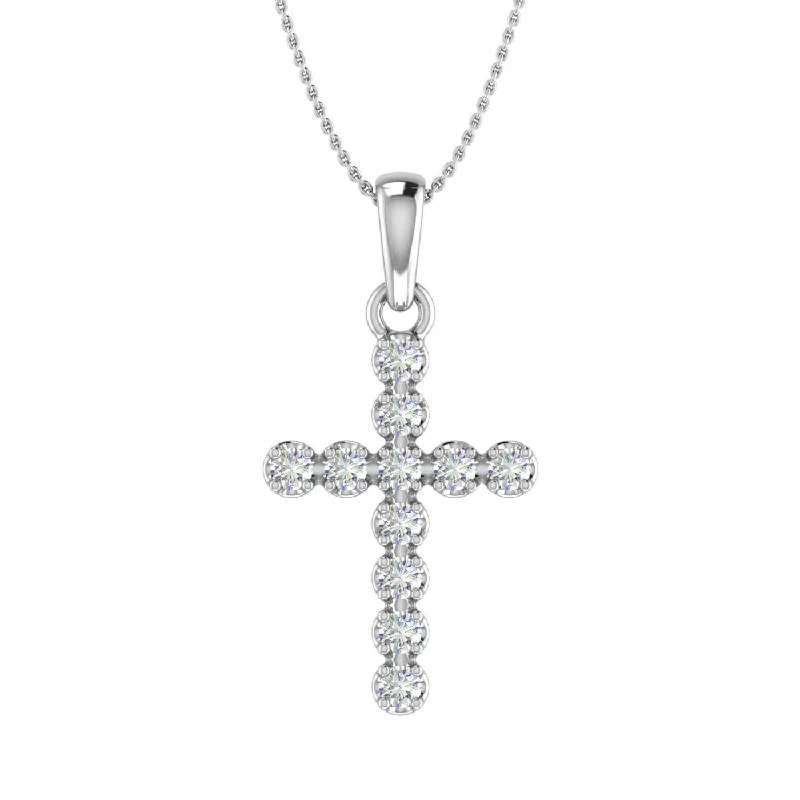 Stunning Jewelry At A Fraction Of The Price 1/5 Carat Diamond Cross Pendant Necklace in Gold (Silver Chain Included) - IGI Certified