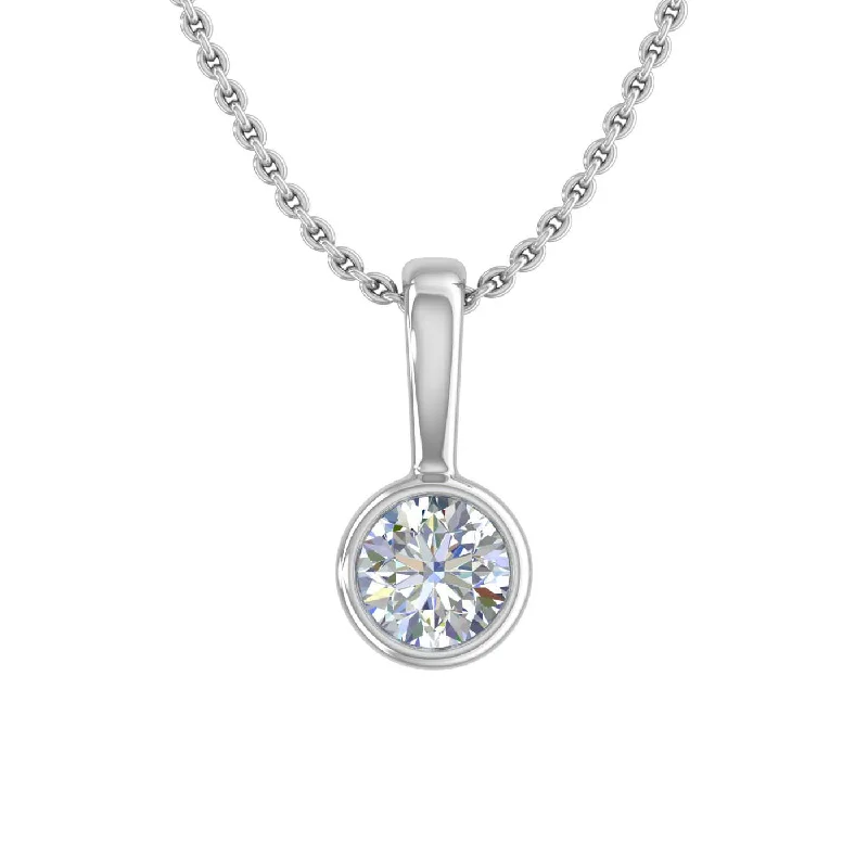 Luxury Jewelry Now At Special Promotional Rates 1/5 Carat Diamond Solitaire Pendant Necklace in Gold (SolidBell) (Included Silver Chain)