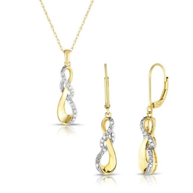The Perfect Jewelry Piece At The Perfect Discount 1/5 CTW Diamond Pendant and Earrings Set in Gold Plated Sterling Silver The Perfect Jewelry Piece At The Perfect Discount 1/5 CTW Diamond Pendant and Earrings Set in Gold Plated Sterling Silver