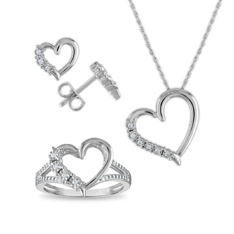 Personalized Jewelry Sale – Unique Pieces At Great Prices 1/6 CTW Diamond Heart Box Set Ring Earrings 18-inch Pendant in Sterling Silver Personalized Jewelry Sale – Unique Pieces At Great Prices 1/6 CTW Diamond Heart Box Set Ring Earrings 18-inch Pendant in Sterling Silver